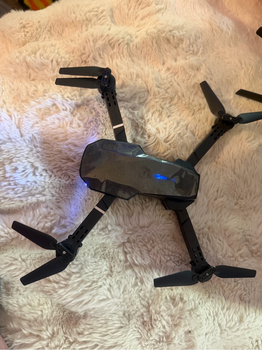 Compact Foldable Black Drone with HD Camera - Black